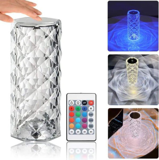 16 Colors Diamond Rose Crystal Lamp Bedside Acrylic Table Lamp | Led Touch Lamp With Remote